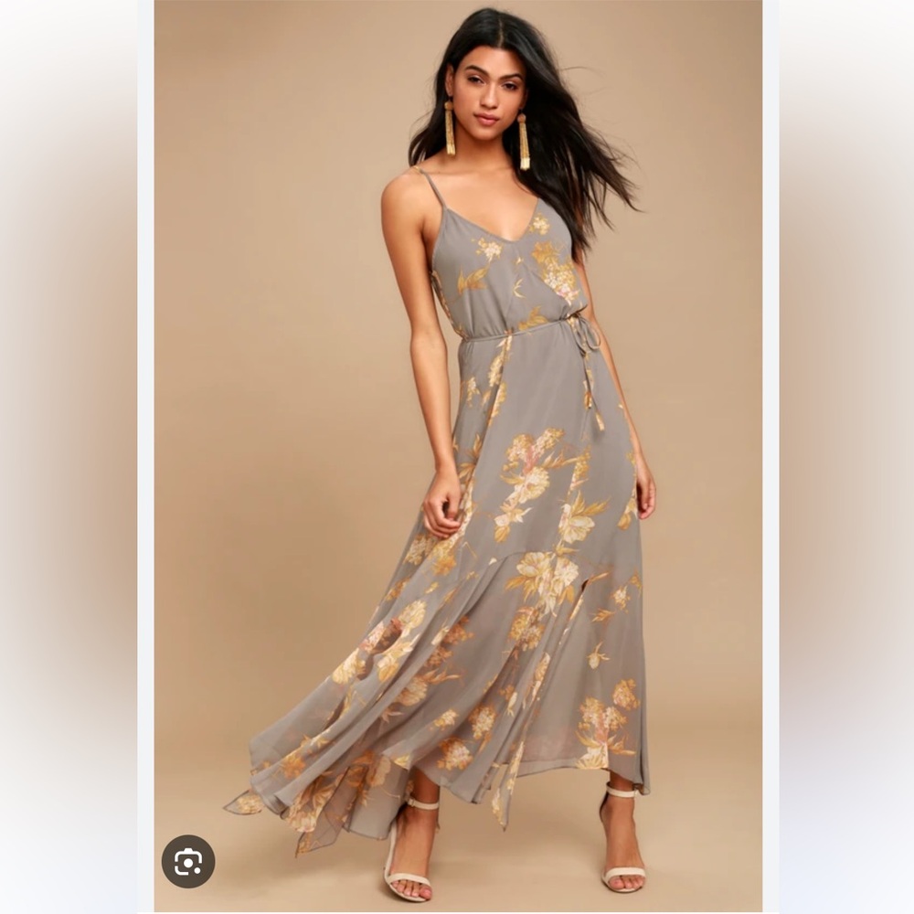 Feeling Freesia grey floral dress Lulus